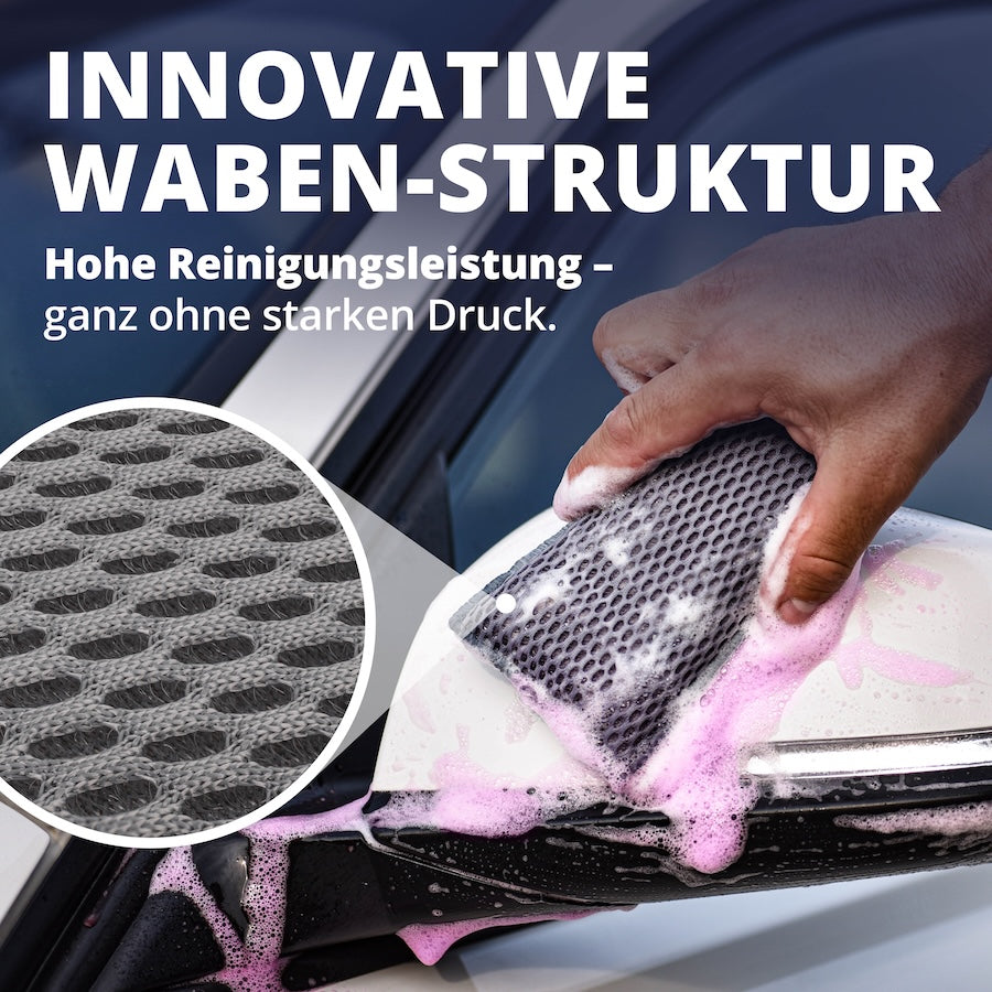 Speziell entwickelte Struktur=>Dank der besonderen Mikrofasernetz-Oberfläche wird Schmutz aufgenommen, ohne Kratzer zu hinterlassen.