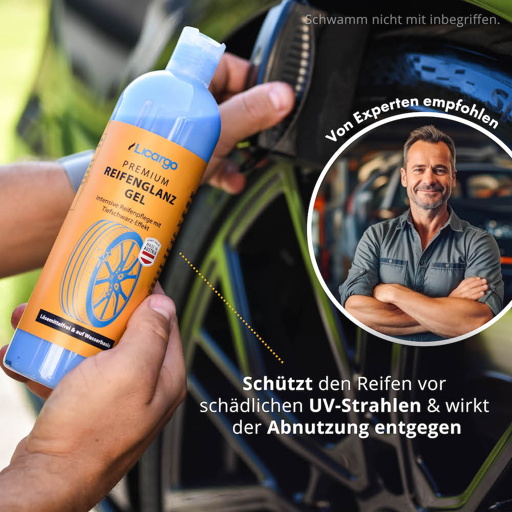 Zusätzlicher Schutz=>Die hochwertigen, lösemittelfreien Inhaltsstoffe schützen deine Reifen vor schädlichen UV-Strahlen und wirken der Abnutzung effektiv entgegen.