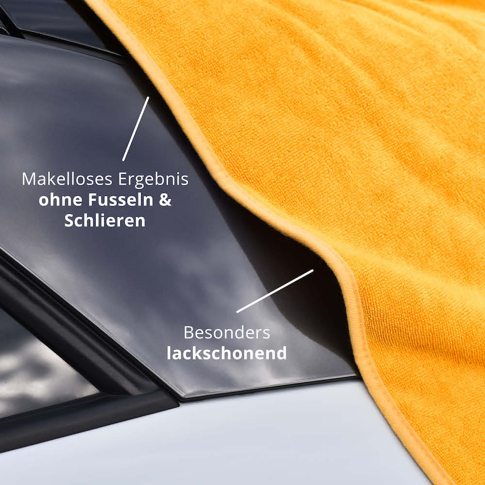 Glänzendes Ergebnis=>Die hochwertigen Mikrofasern garantieren ein glänzendes Ergebnis ohne Fusseln & Schlieren!