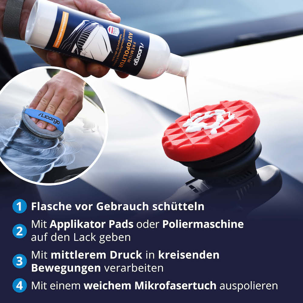Auftragen & auspolieren=>Durch die mühelose Anwendung ermöglicht Dir unser Produkt ein makelloses Ergebnis ohne Vorkenntnisse.