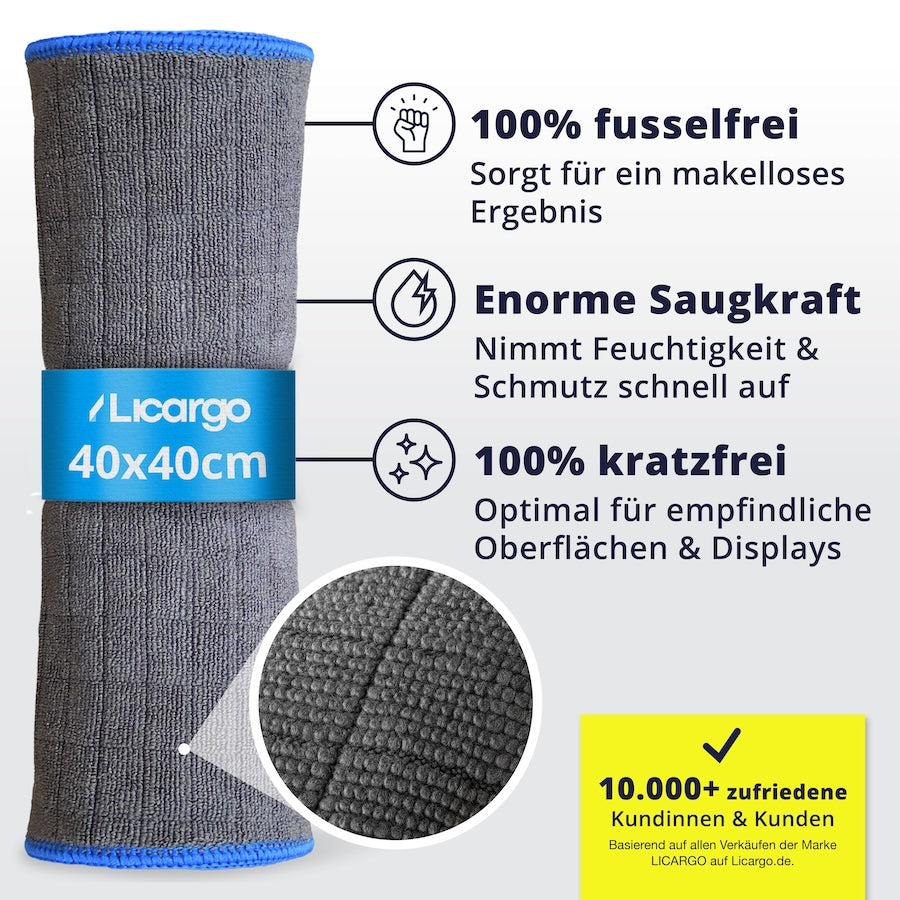 Ultraweich & fusselfrei=>Das Herzstück für perfekte Ergebnisse: Unser ultraweiches, saugstarkes Mikrofasertuch reinigt selbst empfindliche Oberflächen schonend und hinterlässt ein sauberes Finish.
