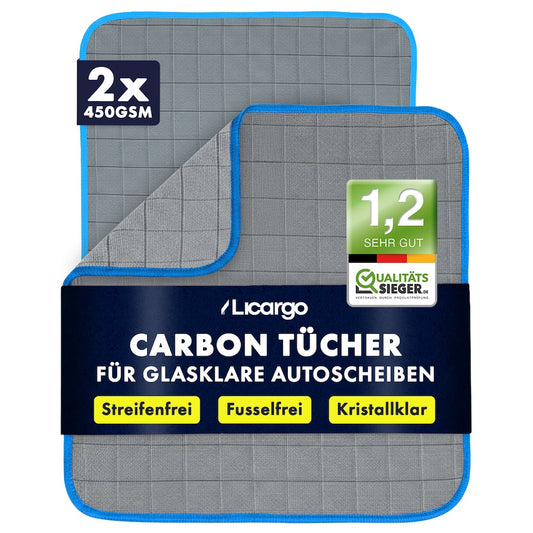 Glasklare Autoscheiben=>Unsere Carbon-Mikrofasertücher liefern eine streifenfreie Reinigung und hinterlassen Deine Autoscheiben glasklar – selbst bei hartnäckigem Schmutz.