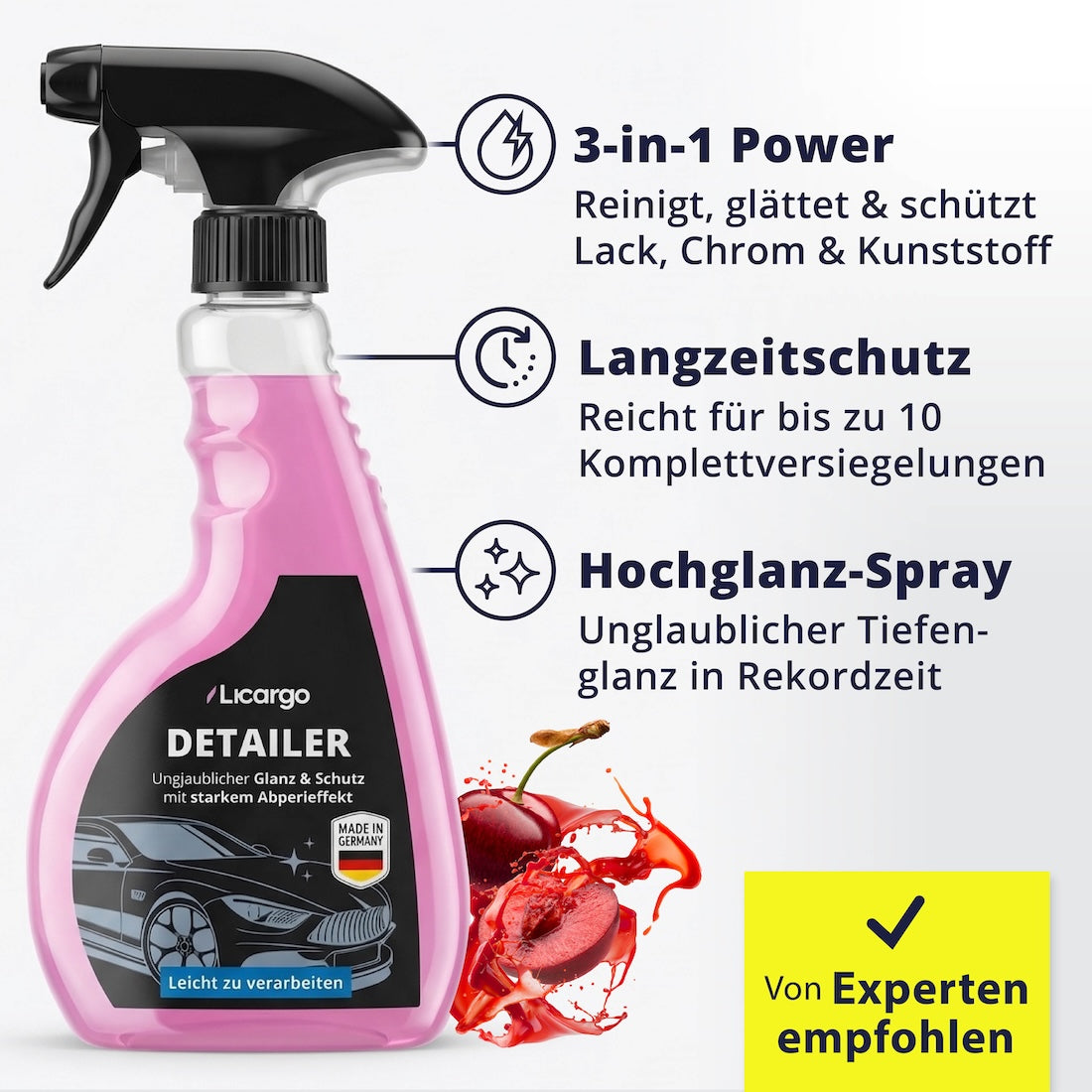 Mehr als nur Pflege=>Reinigen, versiegeln, glänzen – so einfach war Lackpflege noch nie. Dein Auto bleibt länger sauber, glänzt wie frisch poliert und ist optimal geschützt.
