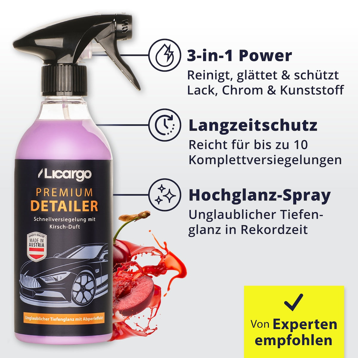 Mehr als nur Pflege=>Reinigen, versiegeln, glänzen – so einfach war Lackpflege noch nie. Dein Auto bleibt länger sauber, glänzt wie frisch poliert und ist optimal geschützt.
