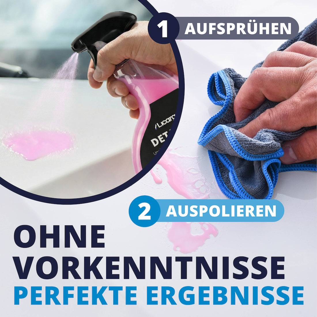 Hochglanz in Rekordzeit=>Vergiss stundenlanges Polieren – in nur 2 kinderleichten Schritten und ohne großen Zeitaufwand bringst Du Dein Auto von vorne bis hinten auf Hochglanz.