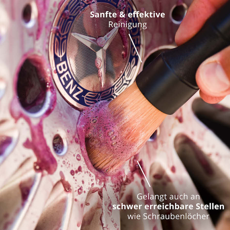Sanft & hochwirksam=>Mit unseren Detailer-Pinseln bleibt kein Schmutz unentdeckt! Auch enge Bereiche wie Schraubenlöcher können gründlich gereinigt werden.