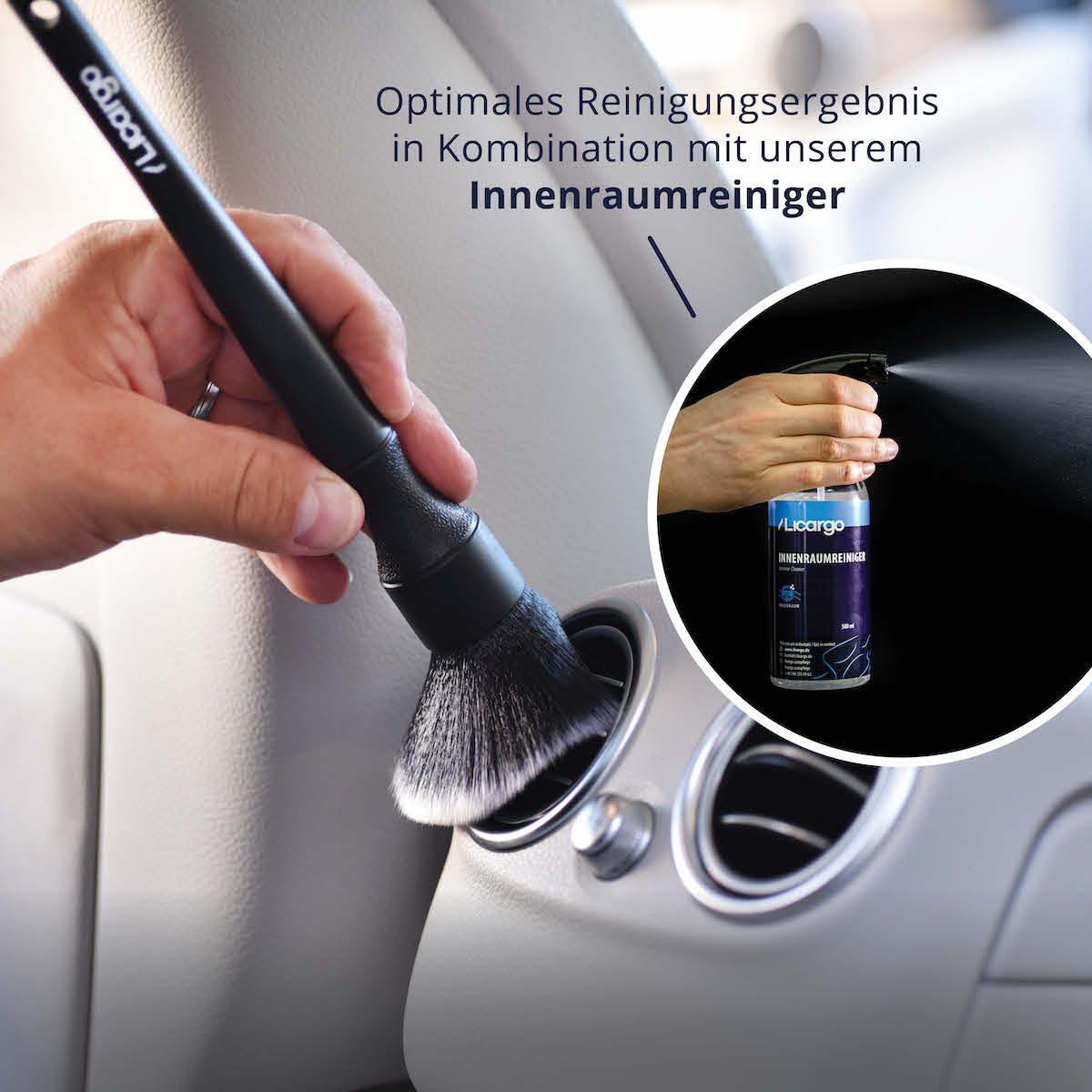 Strahlendes Ergebnis=>Unsere Pinsel in Verbindung mit unserem Innenraumreiniger sind die perfekte Lösung, um Deinem Fahrzeug ein frisches und gepflegtes Aussehen zu verleihen.