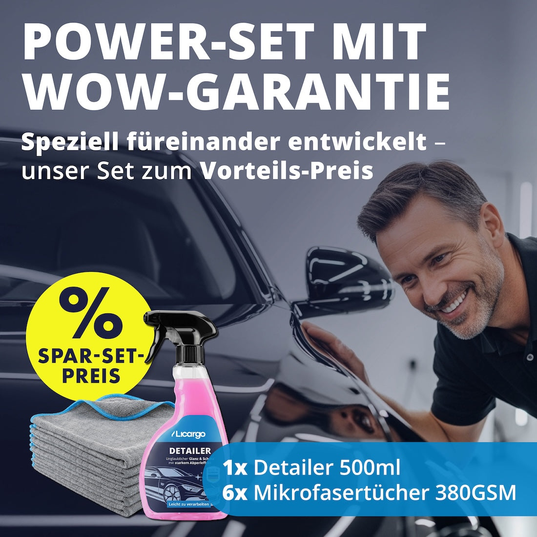 Lackpflege in Perfektion=>6 Premium-Tücher + unser innovatives Detailer Spray – perfekt füreinander entwickelt und jetzt zum unschlagbaren Sparset-Preis.