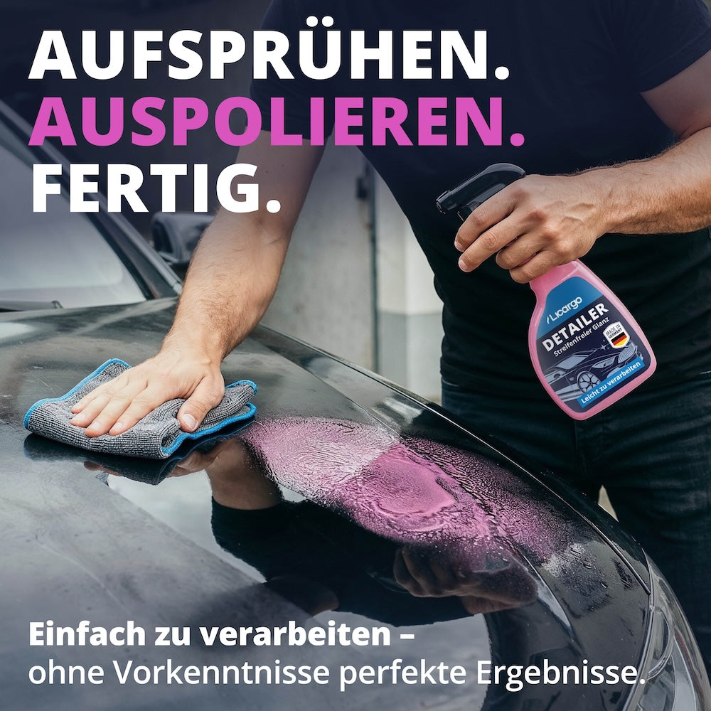 Hochglanz in Rekordzeit=>Vergiss stundenlanges Polieren – in nur 2 kinderleichten Schritten und ohne großen Zeitaufwand bringst Du Dein Auto von vorne bis hinten auf Hochglanz.