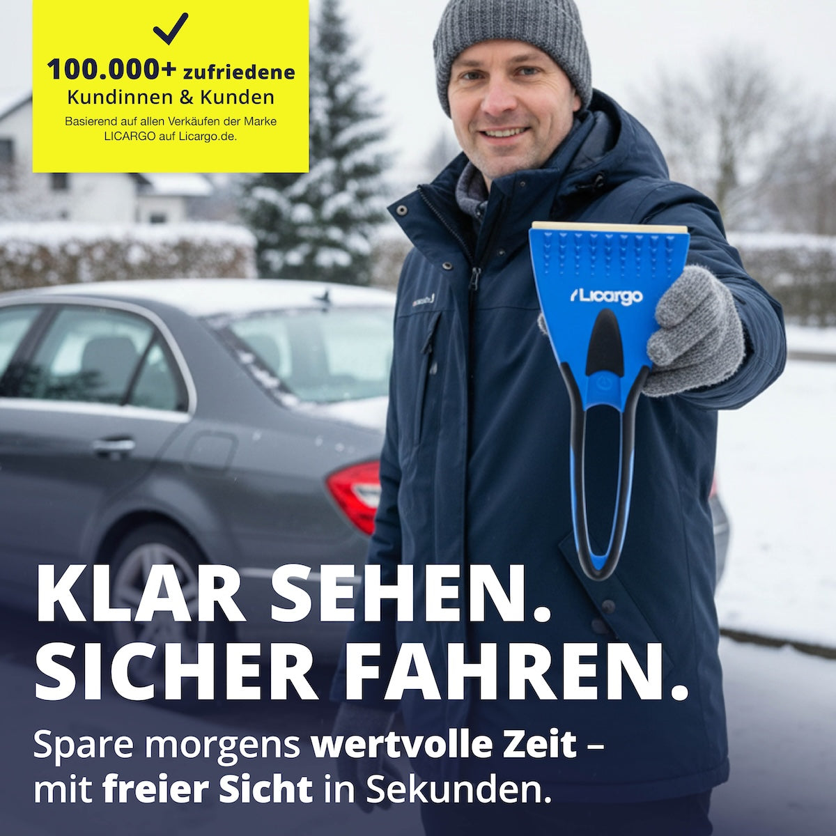 Starte entspannt in den Tag=>Starte mit freier Sicht in den Tag. Unser Eiskratzer macht Dein Auto schnell einsatzbereit – zuverlässig und effizient.