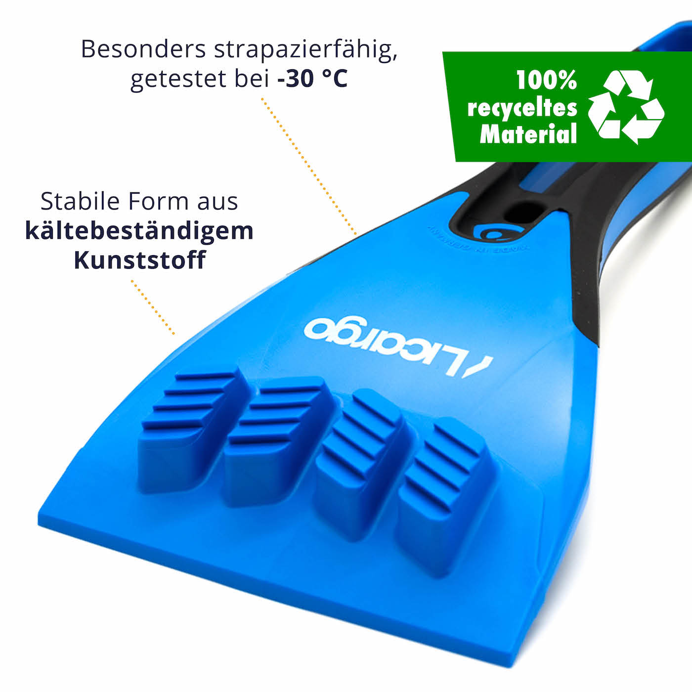 Besonders hohe Qualität=>Unser Licargo Eiskratzer mit wird in Deutschland hergestellt und besteht aus 100% recyceltem Material.