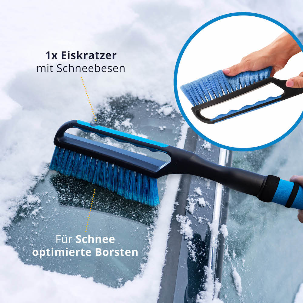 Schneebesen mit Eisschaber 59cm - Perfektes Enteiser Werkzeug, Enteiser/ Eiskratzer, Winterpflege, Autozubehör