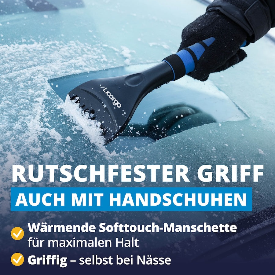 Fester Halt bei jedem Wetter=>Die Softtouch-Manschette liegt warm und sicher in der Hand – auch mit Handschuhen. So behältst Du jederzeit volle Kontrolle beim Eiskratzen.