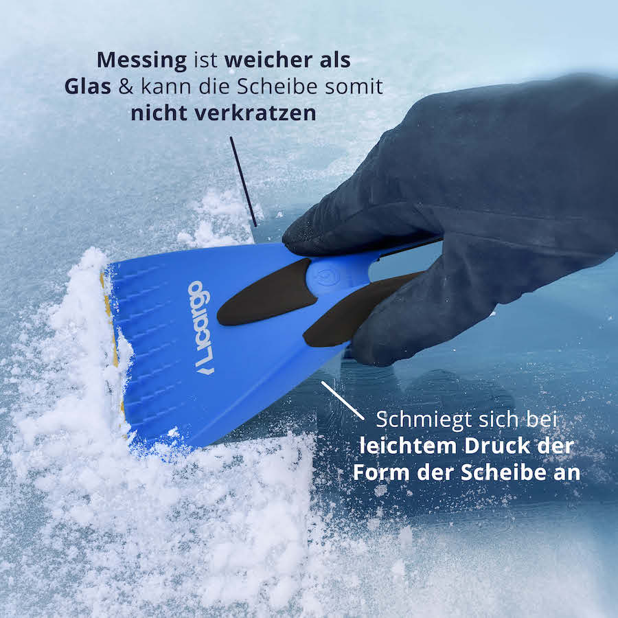 Sorgenfreie Anwendung=>Messing ist auf der Härteskala deutlich weicher als Glas. Somit ist ein Zerkratzen der Autoscheiben physikalisch unmöglich.