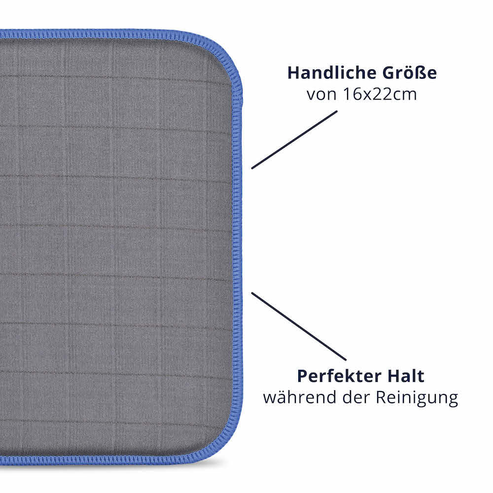 Perfekte Handhabung=> Mit einer handlichen Größe von 16×22cm liegen die Glas Pads perfekt in der Hand. So kannst Du mühelos und präzise jede Scheibe reinigen.