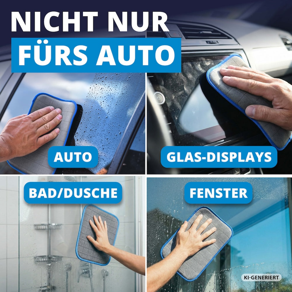 Vielseitig einsetzbar=>Ob Autoscheibe, Glas-Display, Fenster oder Duschkabine – die Glas Pads sind flexibel einsetzbar. So hast Du für viele Glasflächen die passende Reinigungslösung immer griffbereit.
