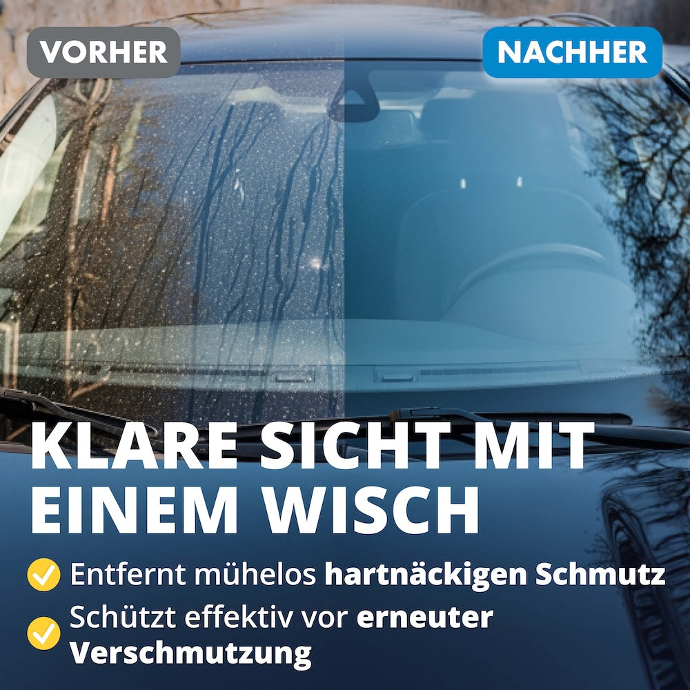 Mühelos zum Glanz=>Das Set nimmt Dir die Arbeit ab: Es entfernt eingetrockneten Schmutz im Nu und liefert klare Scheiben, auf denen keine einzige Schliere zurückbleibt.