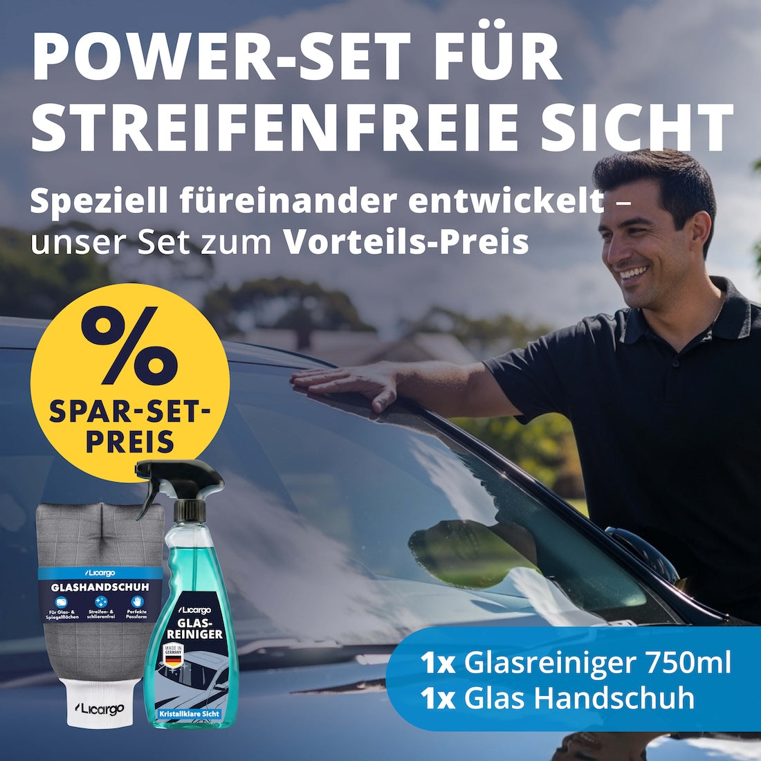 Das perfekte Duo=>Glasreiniger und Glashandschuh in einem Set – clever aufeinander abgestimmt und zusammen deutlich günstiger als einzeln. Reinigung auf einem ganz neuen Level.