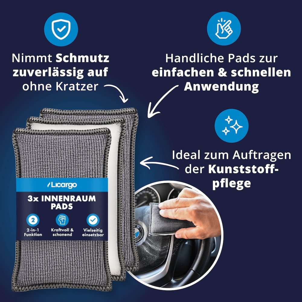 2-in-1 Funktion=>Die 2-in-1 Pads kombinieren borstige Fasern für porentiefe Reinigung mit weicher Mikrofaser zum Nacharbeiten – handlich, praktisch und ideal für Detailarbeit.