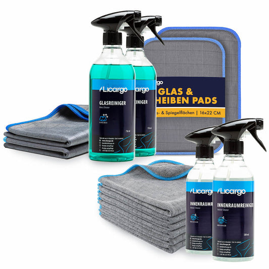 Sauber, frisch & glasklar=>Das ideale Set für einen sauberen Fahrzeug Innenraum und streifenfreie Autoscheiben.