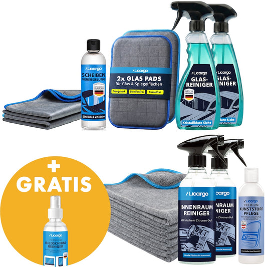 Das ultimative 2-in-1-Set=>Effektive Reinigung und schonende Pflege für Cockpit und Scheiben in einem Set – für ein rundum frisches, klares Fahrerlebnis.