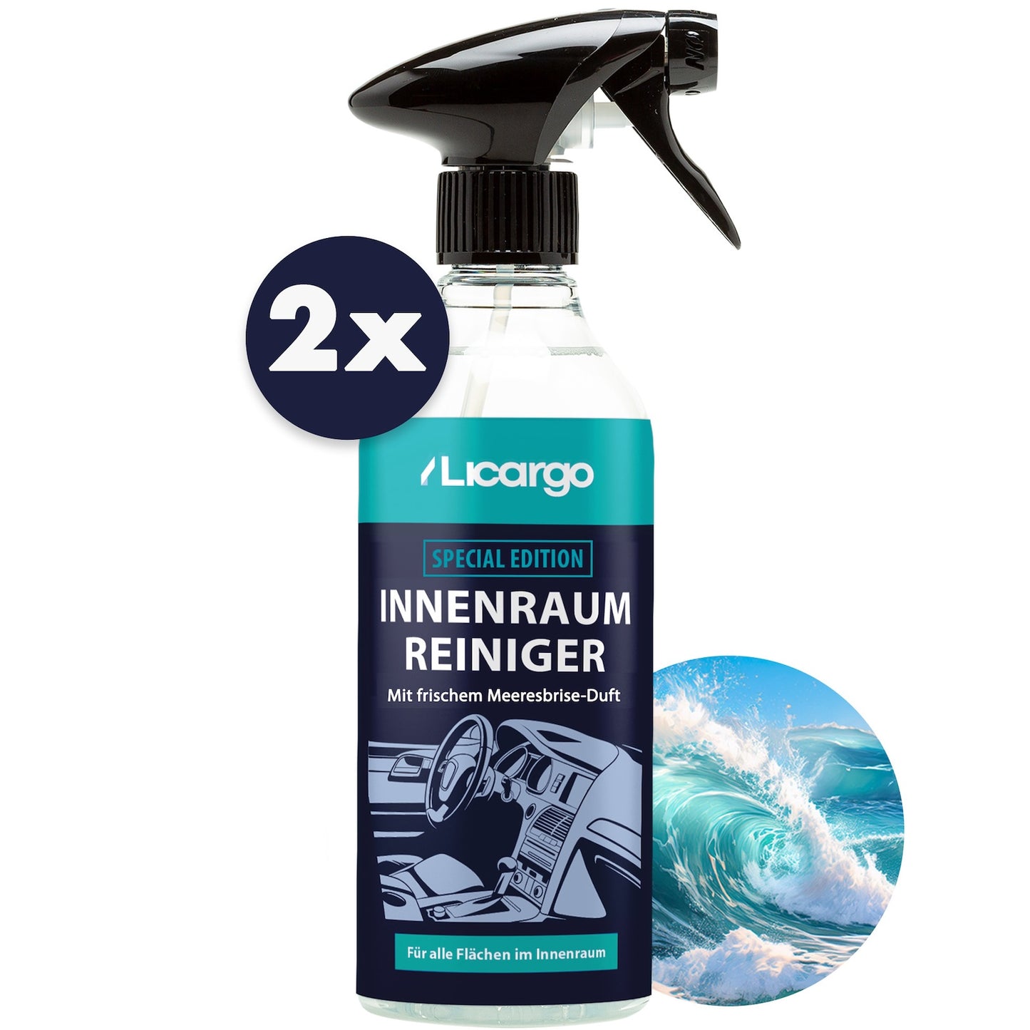 Ein echtes Multitalent=>Mit unserem Innenraumreiniger und dem frischen Meeresbrise-Duft wird die Reinigung Deines Autos zu einem wahren Erlebnis. 