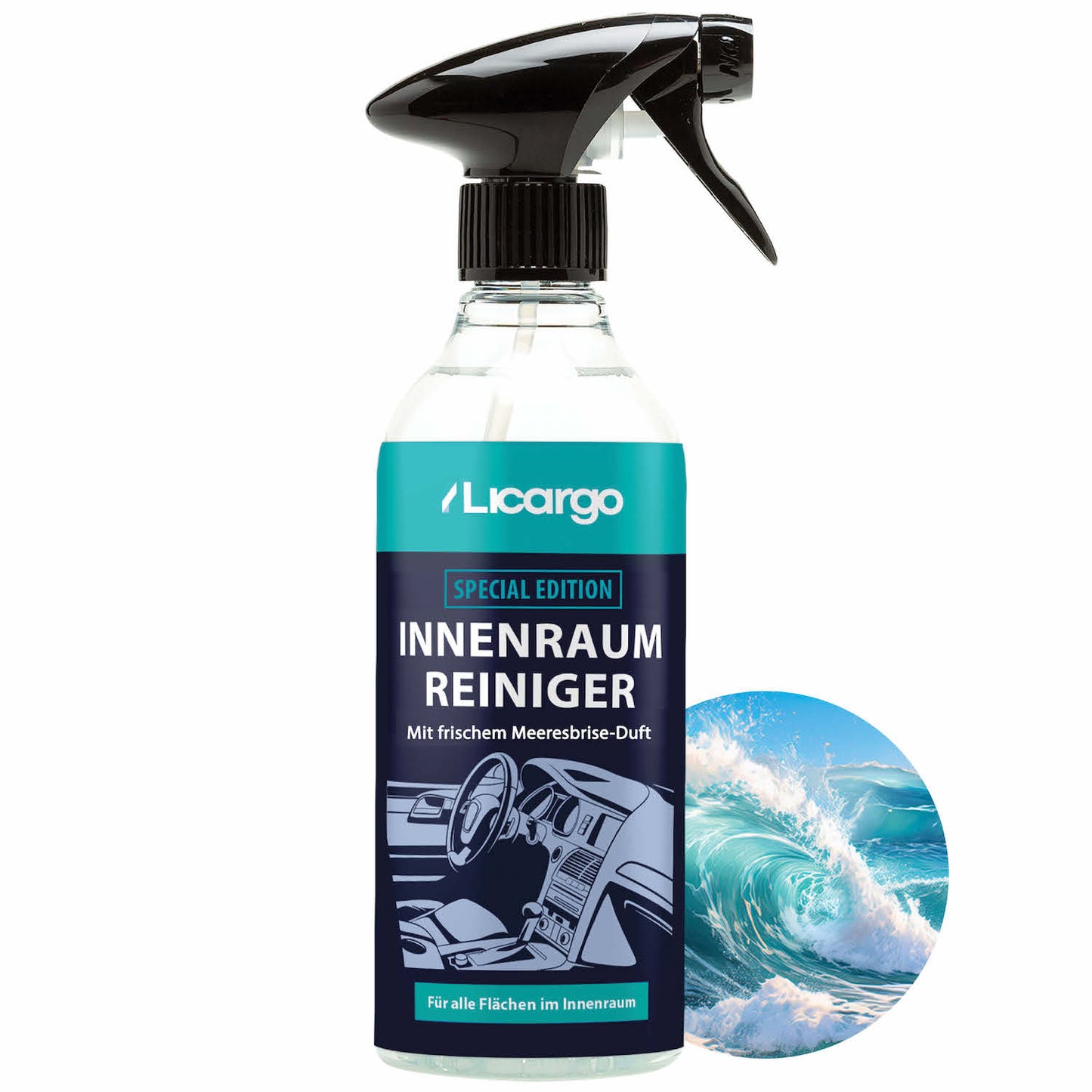 Ein echtes Multitalent=>Mit unserem Innenraumreiniger und dem frischen Meeresbrise-Duft wird die Reinigung Deines Autos zu einem wahren Erlebnis. 