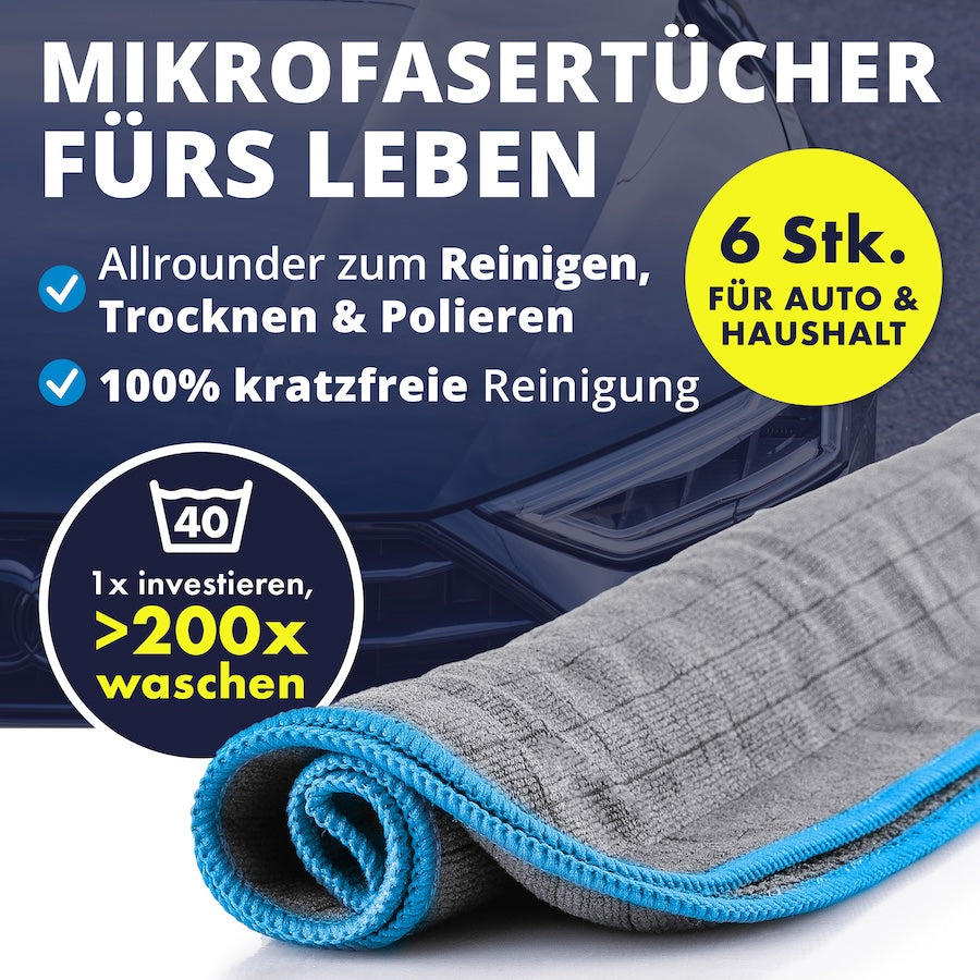 Schachbrett-Technologie=>Unsere Mikrofasertücher kombinieren eine innovative Schachbrettstruktur für maximale Schmutzaufnahme mit Hightech-Fasern, die selbst nach 200 Wäschen volle Reinigungs-Power liefern.