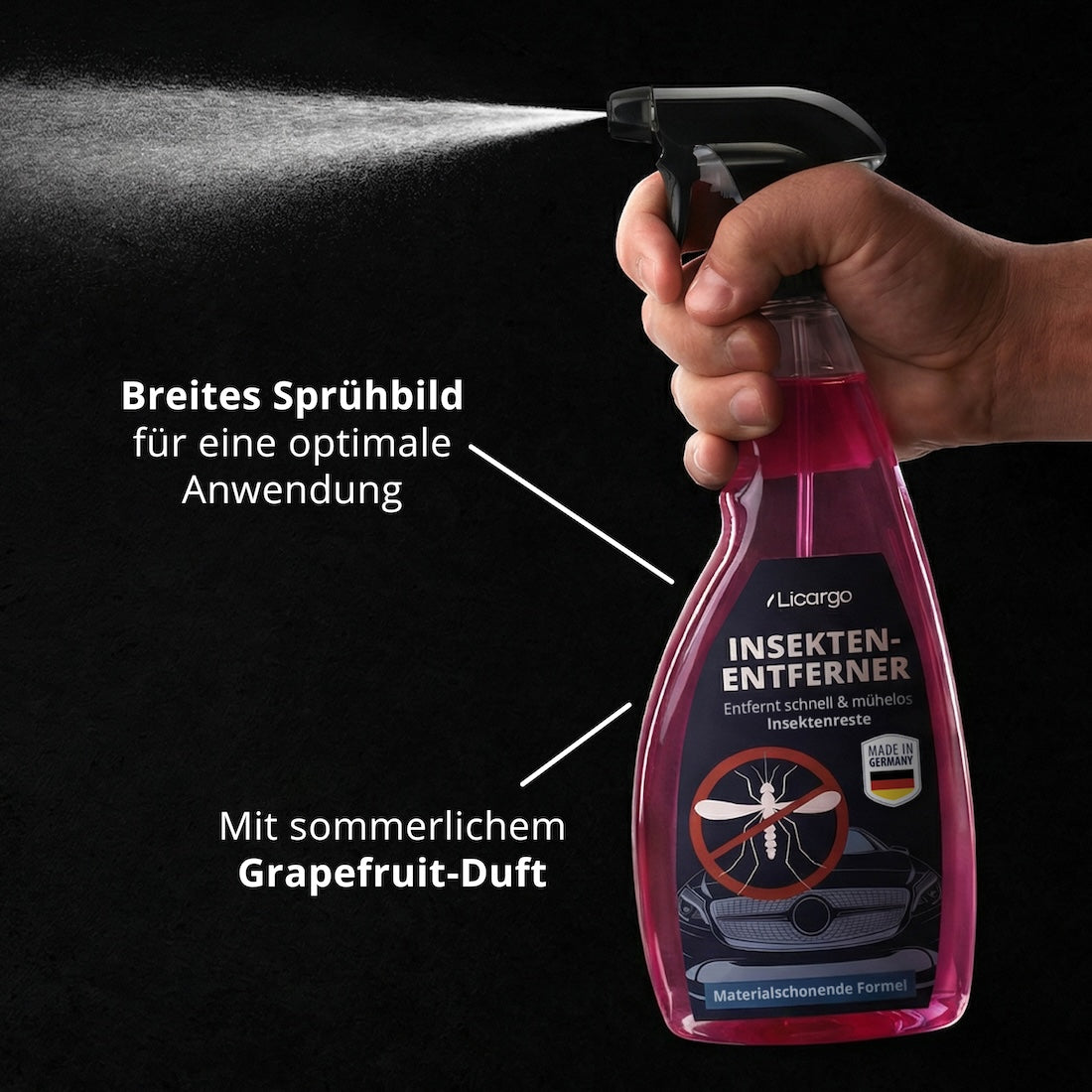 Power-Formel=>Das breite Sprühbild ermöglicht eine optimale Anwendung – und das mit angenehmem Frische-Duft!