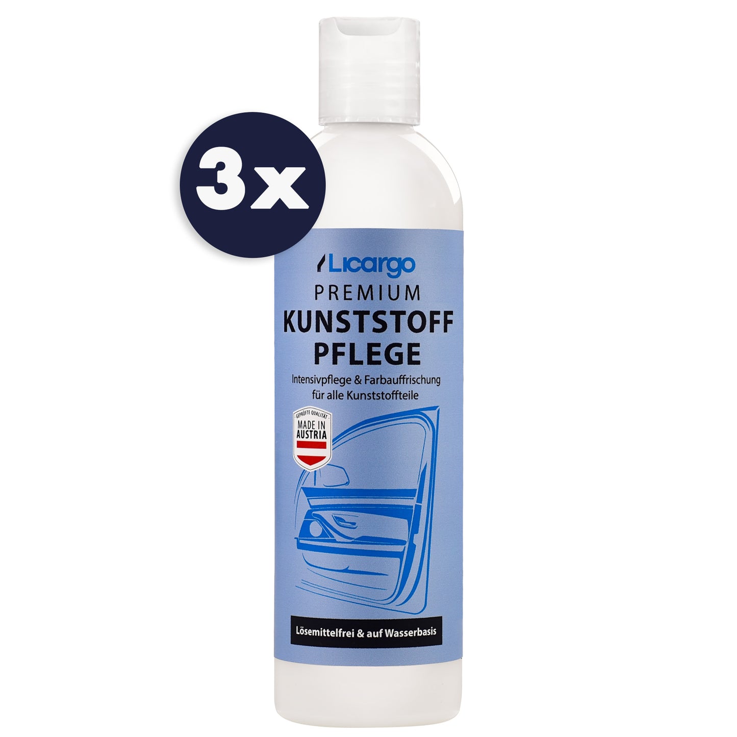 Pflege & Farbauffrischung=>Nie wieder verblasster Kunststoff! Die Licargo Kunststoffpflege frischt die Farben von verblassten Kunststoffteilen auf und pflegt diese intensiv.