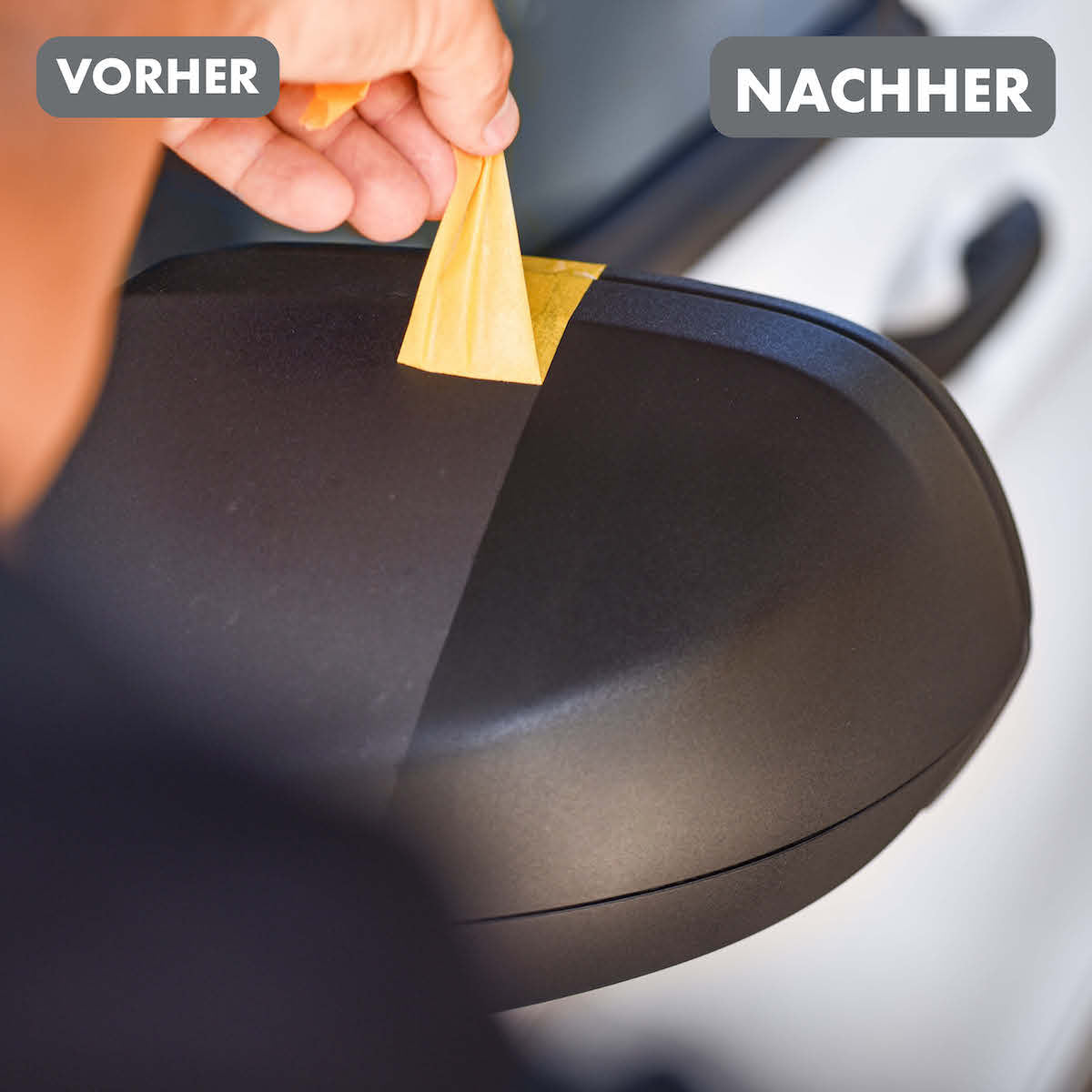 Vorher-Nachher-Effekt=>Einfach auftragen, einwirken lassen und abwischen. In kürzester Zeit zu Kunststoffoberflächen wie neu.