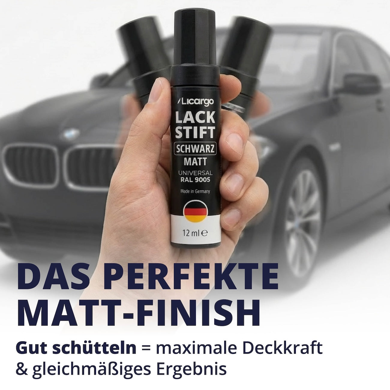 Schütteln, auftragen, fertig=>Kräftiges Schütteln aktiviert die Pigmente für gleichmäßiges Auftragen und optimale Deckkraft. So entfaltet der Lack sein volles Reparaturpotenzial.