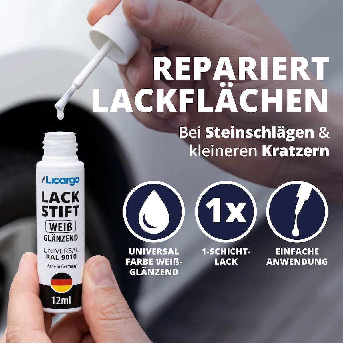 Schnell & unkompliziert=>Geeignet für Steinschläge und kleinere Kratzer – eine dünne Schicht genügt. Die Anwendung ist unkompliziert und auch ohne Vorkenntnisse möglich.