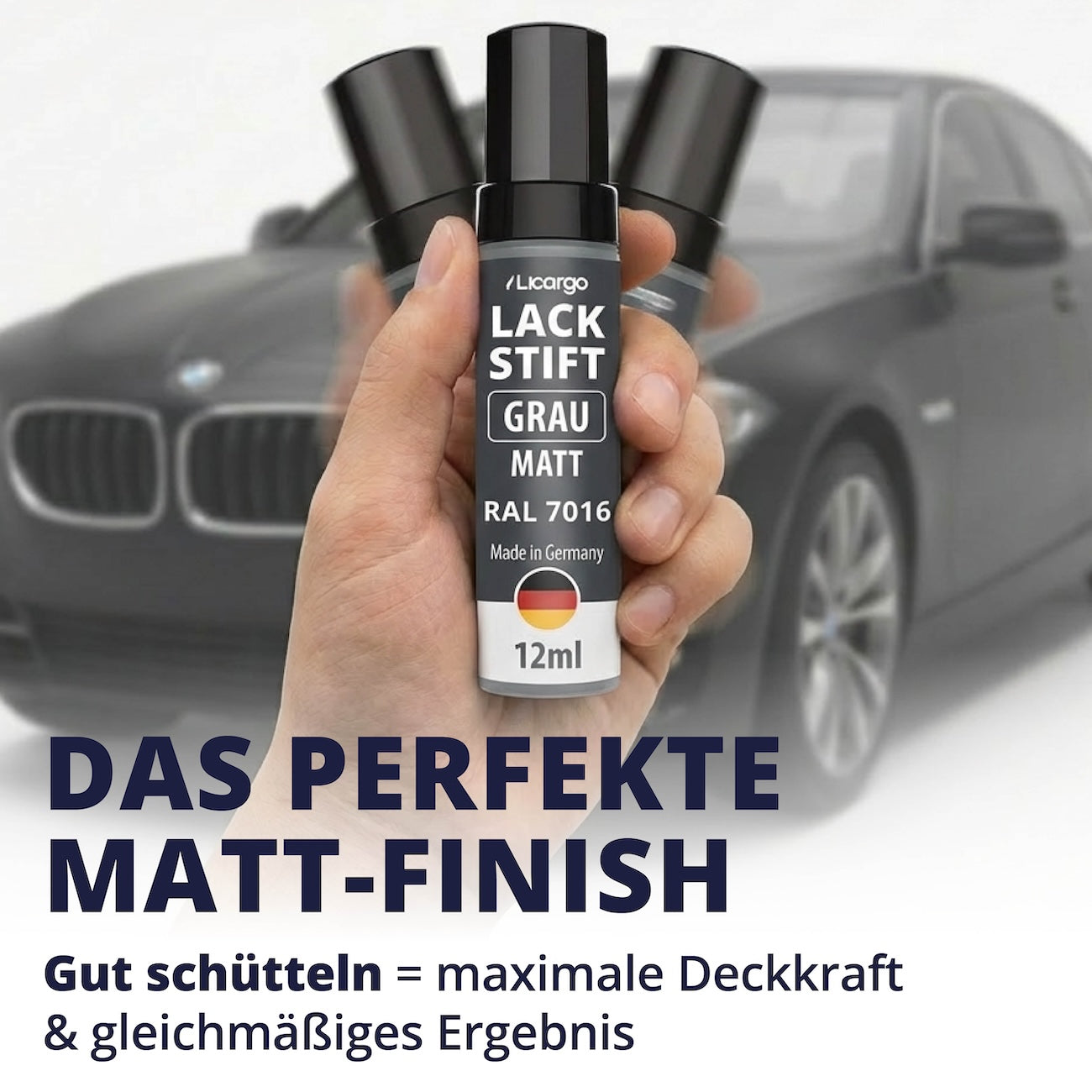 Schütteln, auftragen, fertig=>Kräftiges Schütteln aktiviert die Pigmente für gleichmäßiges Auftragen und optimale Deckkraft. So entfaltet der Lack sein volles Reparaturpotenzial.