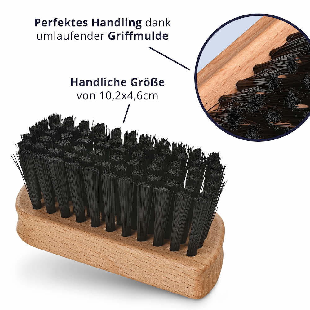 Optimales Handling=>Die Bürste liegt gut in der Hand und ermöglicht eine einfache und präzise Reinigung – auch in schwer erreichbaren Bereichen des Autoinnenraums.