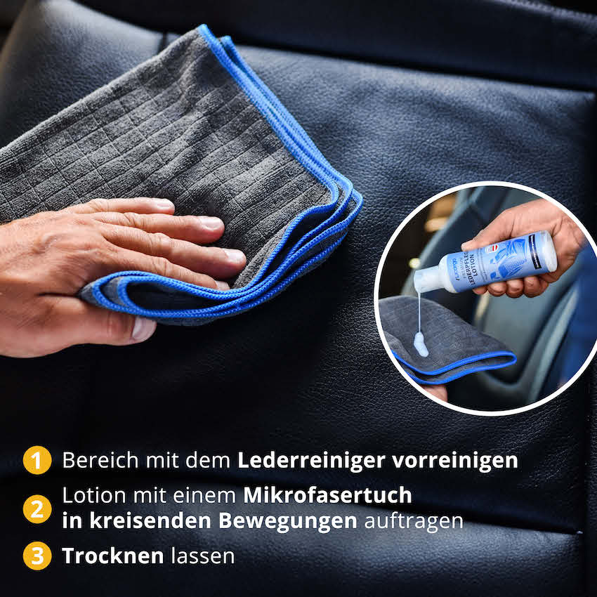 Einfach anzuwenden=>Die unkomplizierte Anwendung unserer Lederpflege-Lotion ermöglicht eine einfache und schnelle Auffrischung, damit Dein Leder seinen Glanz im Nu zurückgewinnt.