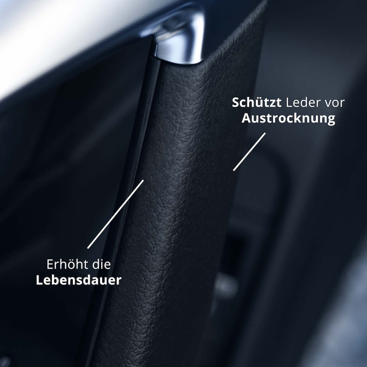 Schutz & Pflege=>Unser Reinigungsschaum schützt Leder vor Austrocknung und verlängert so die Lebensdauer.