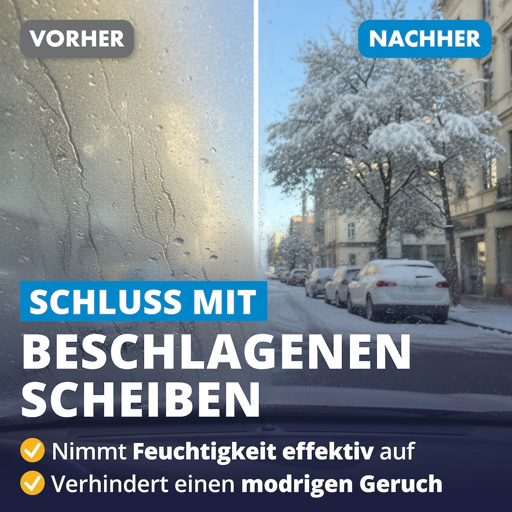 Klare Sicht in Rekordzeit=>Genieße jederzeit klare Sicht! Der innovative Luftentfeuchter entfernt Feuchtigkeit unfassbar effektiv und sorgt für ein frisches, trockenes Raumgefühl – für stressfreies und sicheres Fahren.