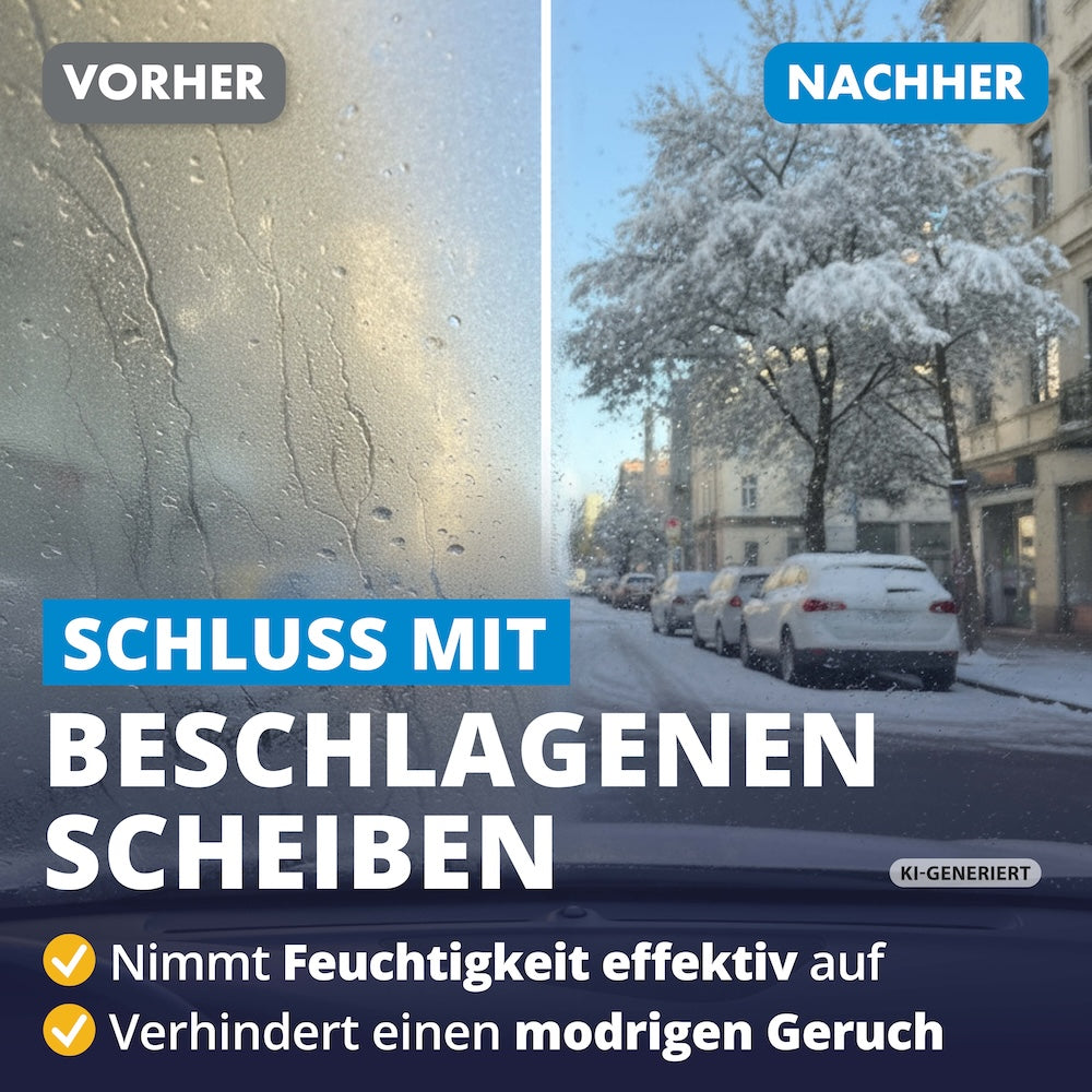 Klare Sicht in Rekordzeit=>Genieße jederzeit klare Sicht! Der innovative Luftentfeuchter entfernt Feuchtigkeit unfassbar effektiv und sorgt für ein frisches, trockenes Raumgefühl – für stressfreies und sicheres Fahren.