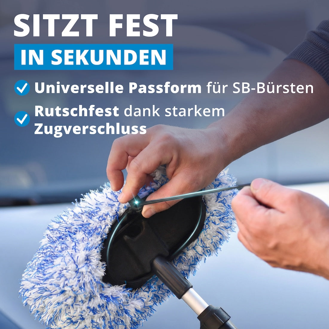 In Sekunden einsatzbereit=>Das Brush Cover lässt sich schnell und unkompliziert anbringen. Der sichere Sitz sorgt dafür, dass alles dort bleibt, wo es hingehört – auch während der Wäsche.