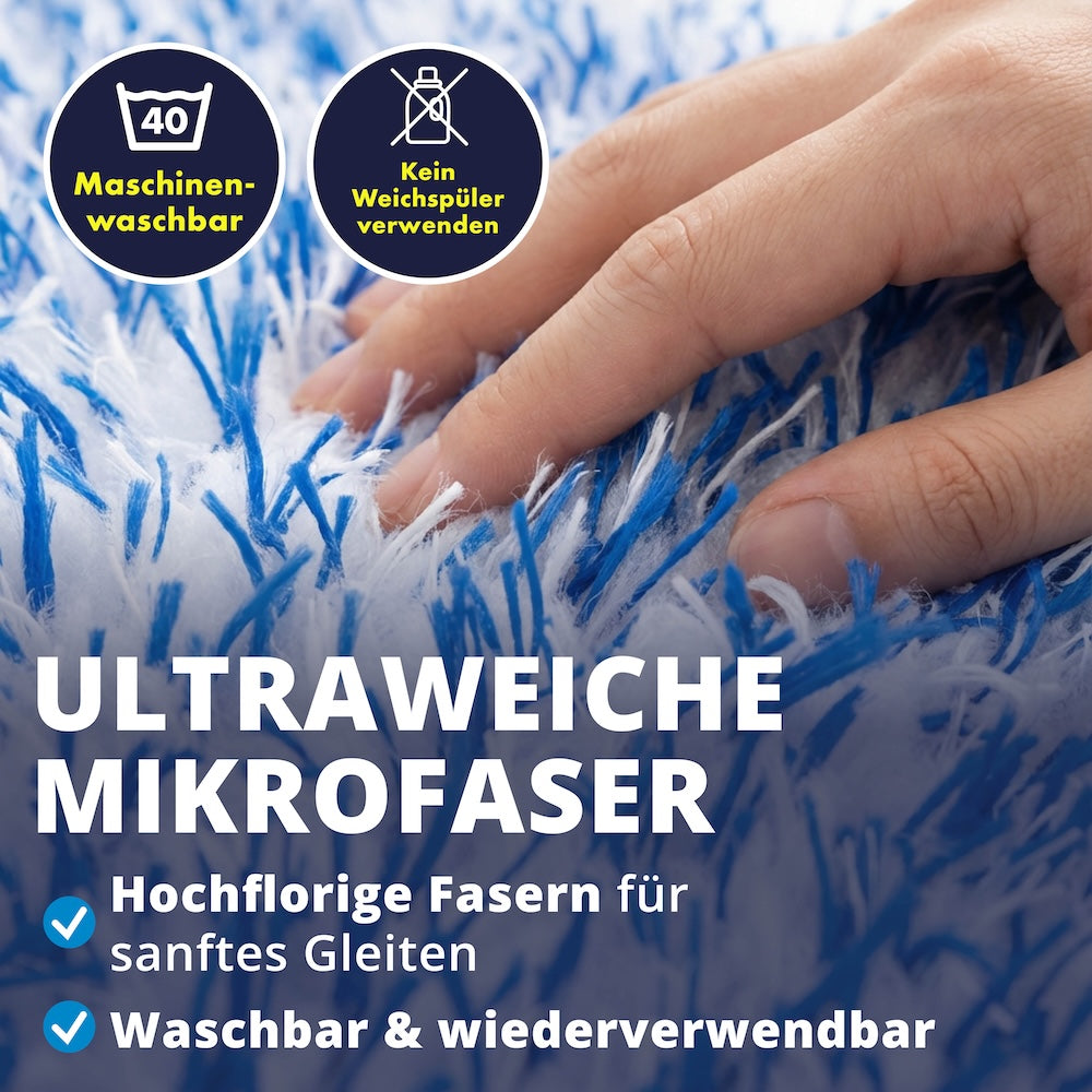 Für empfindliche Oberflächen=>Die weichen Mikrofasern passen sich der Fahrzeugoberfläche an und minimieren Reibung. Ideal für moderne Lacke, Folien und empfindliche Bereiche.