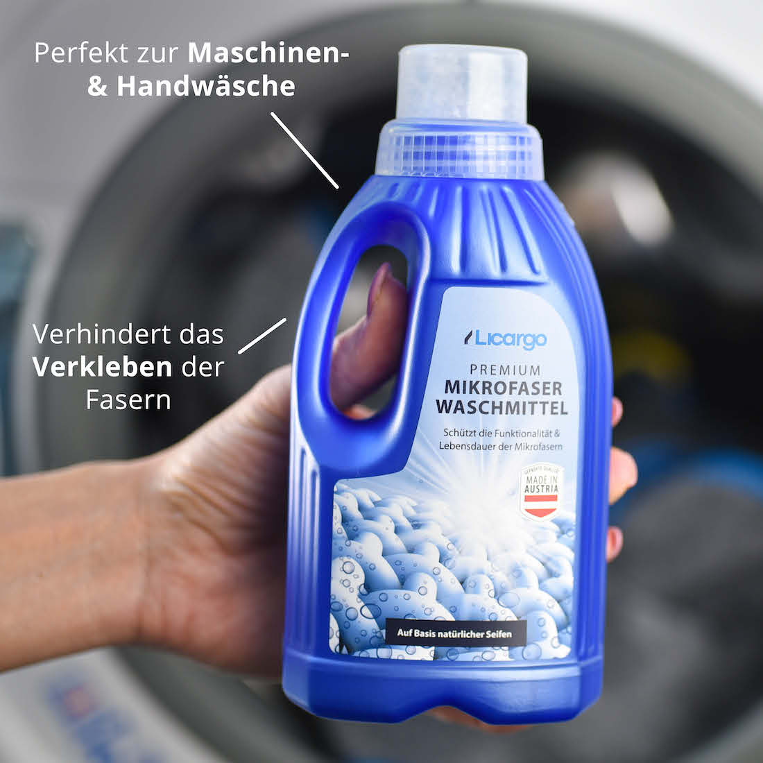 Sichtbarer Unterschied=>Die besondere Zusammensetzung unseres Mikrofaser-Waschmittels verlängert nicht nur die Lebensdauer, sondern verhindert auch das Verkleben der feinen Mikrofasern.