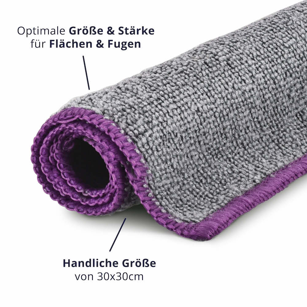 Handliche Größe=>Dank handlicher Größe liegen die Tücher perfekt in der Hand und erleichtern das Erreichen von engen Fugen.