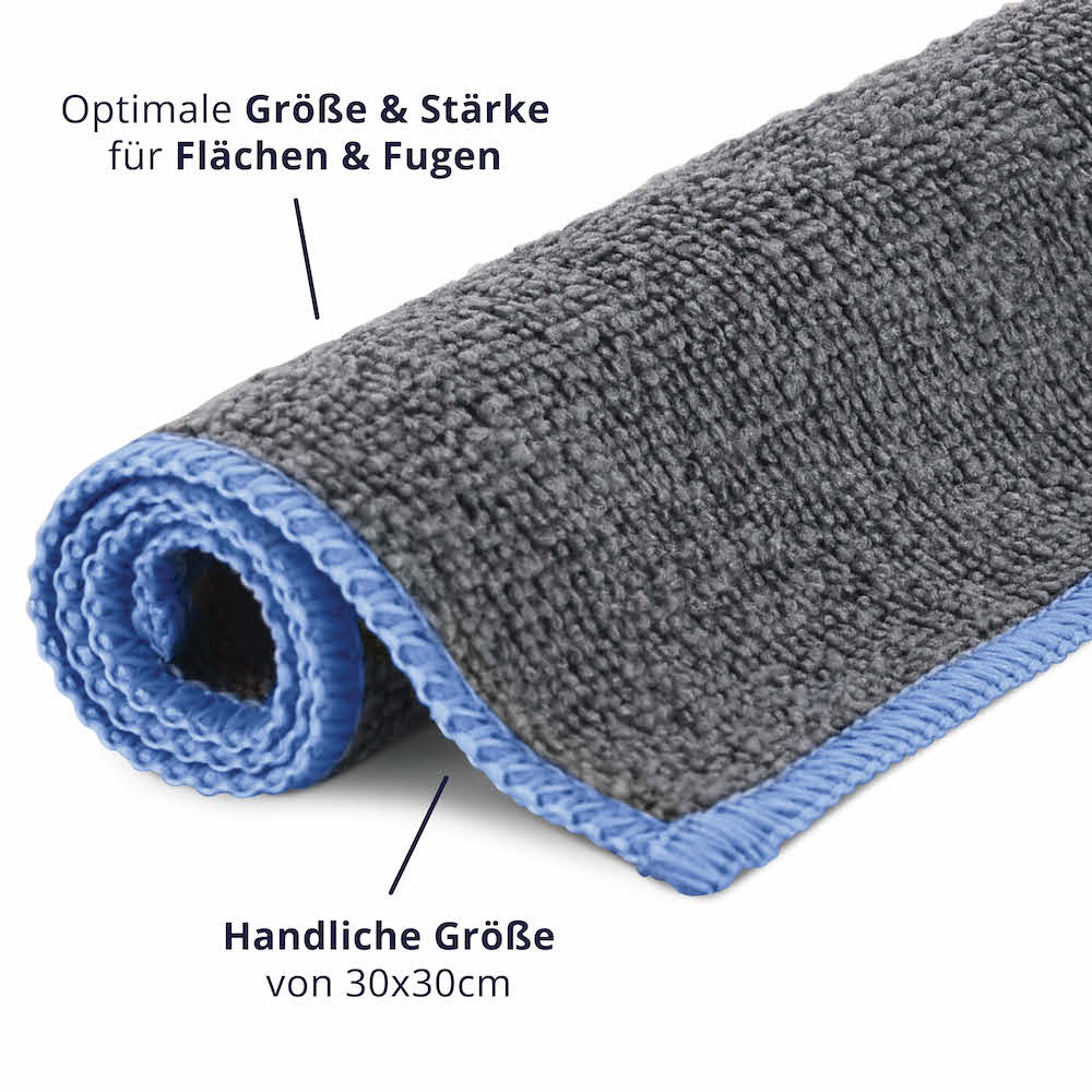 Handliche Größe=>Dank handlicher Größe liegen die Tücher perfekt in der Hand und erleichtern das Erreichen von engen Fugen.