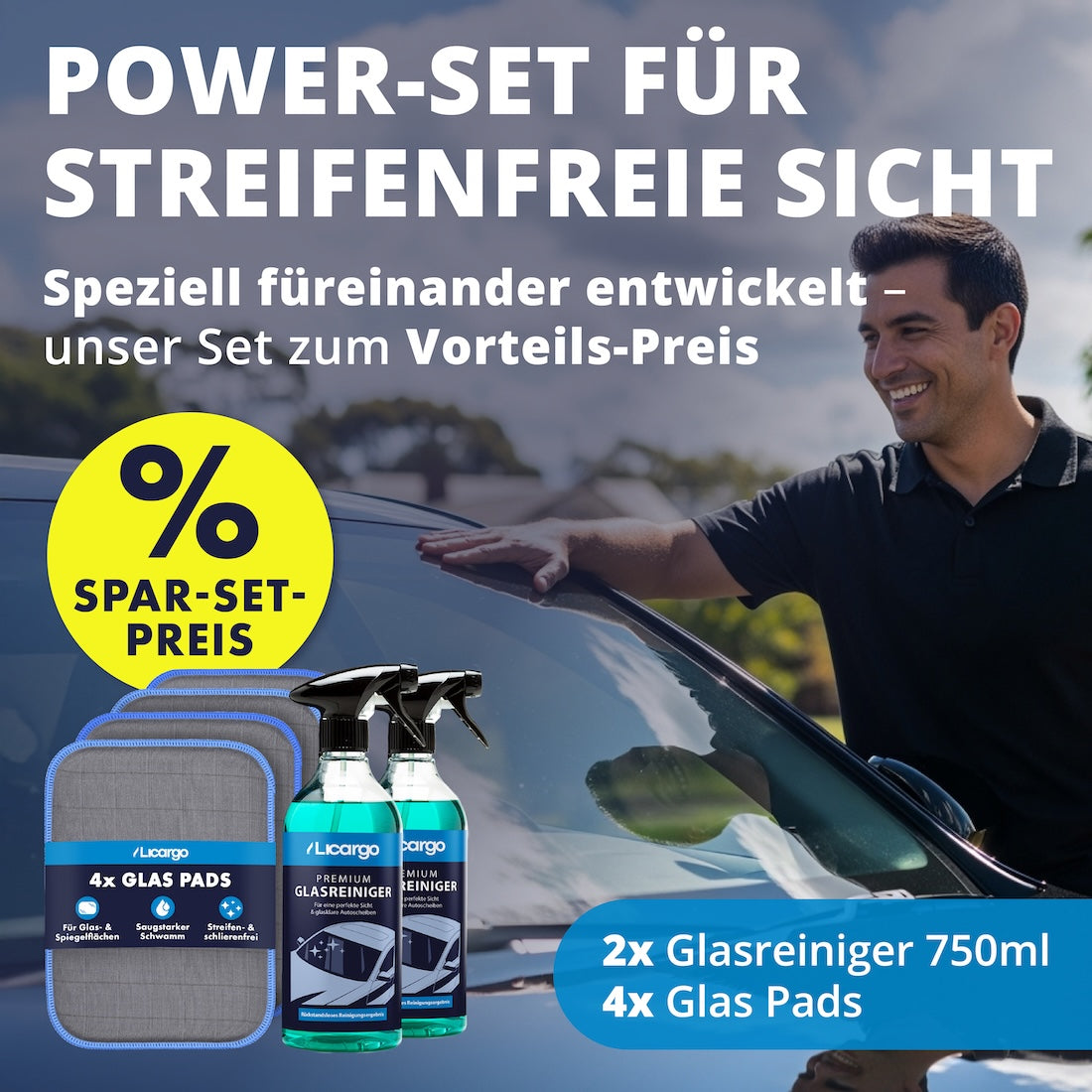 Scheiben-Pflege in Perfektion=>Reinigung auf neuem Level: Vier Carbon-Pads plus unser innovativer Glasreiniger – perfekt füreinander entwickelt und jetzt zum unschlagbaren Sparset-Preis.