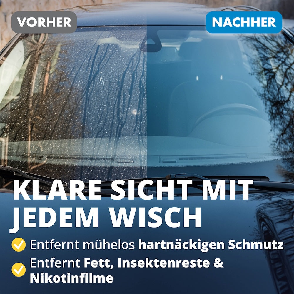 Sauber ohne Aufwand=>Unser Power-Set löst festsitzenden Schmutz im Handumdrehen und sorgt für streifenfreie Scheiben ganz ohne Schlieren.