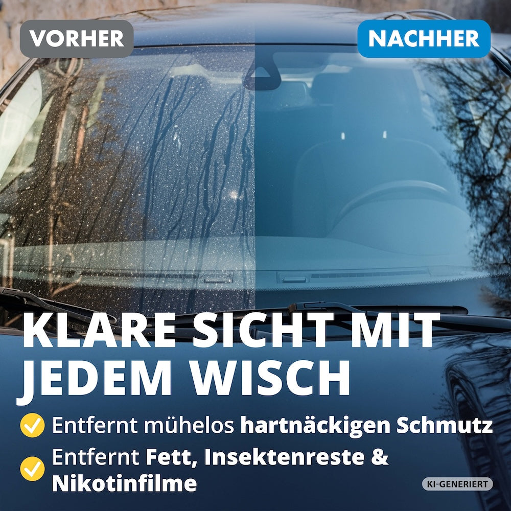 Sauber ohne Aufwand=>Unser Power-Set löst festsitzenden Schmutz im Handumdrehen und sorgt für streifenfreie Scheiben ganz ohne Schlieren.