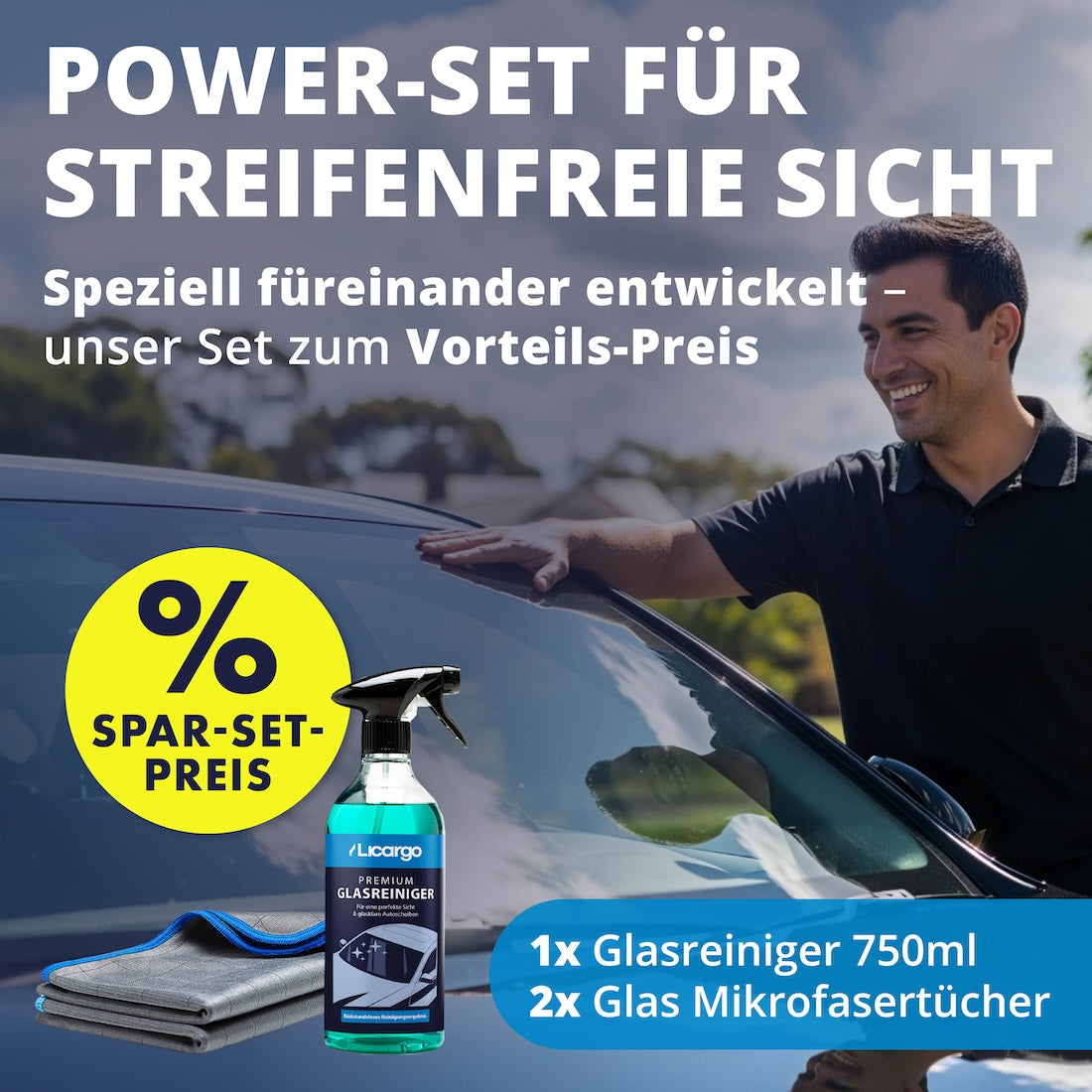 Scheiben-Pflege in Perfektion=>Reinigung auf neuem Level: Zwei Glas-Tücher plus unser innovativer Glasreiniger – perfekt füreinander entwickelt und jetzt zum unschlagbaren Sparset-Preis.