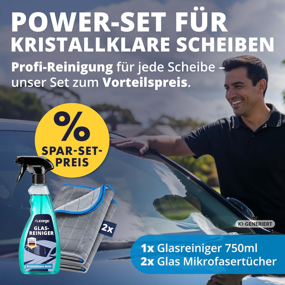 Scheiben-Pflege in Perfektion=>Reinigung auf neuem Level: Zwei Glas-Tücher plus unser innovativer Glasreiniger – perfekt füreinander entwickelt und jetzt zum unschlagbaren Sparset-Preis.