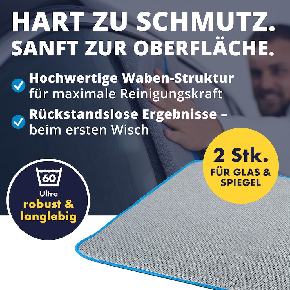 Streifenfreie Präzision=>Diese Power-Tücher gleiten stabil über jede Glasfläche und entfernen Rückstände in einem Zug. Dank Waffel-Struktur erzielst Du klare Sicht ohne ständiges Nachpolieren.